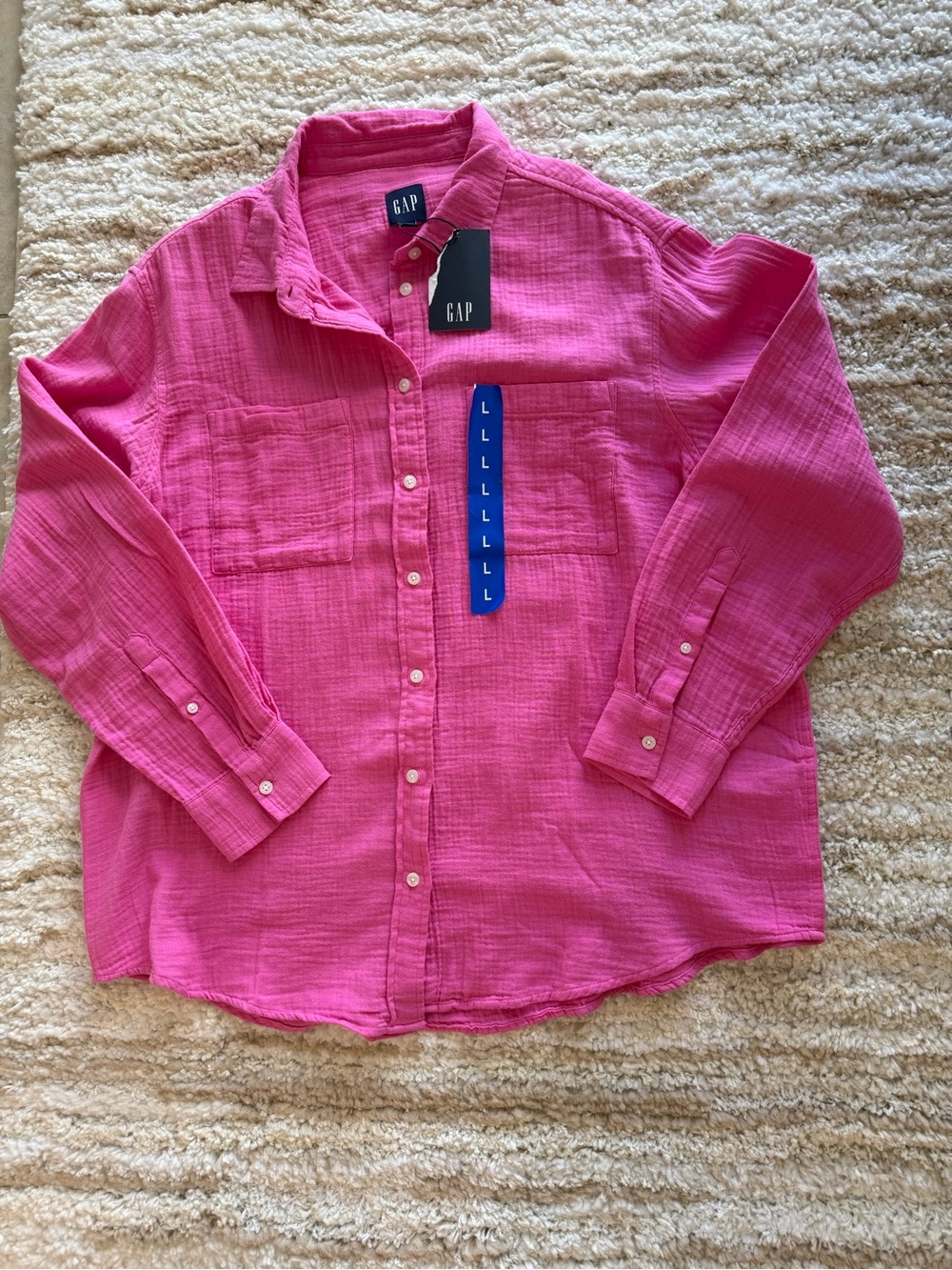 GAP Hot Pink Woven Button-Up Blouse (217)